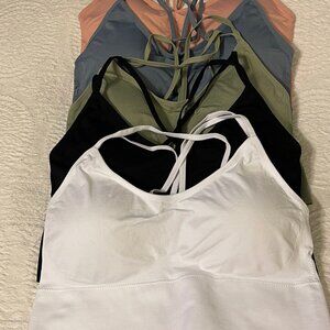 5 NEW Sports Bras Spaghetti Strap Removable Pads Stretch Sz L